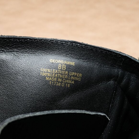 Ralph Lauren Women Vintage Retro 90s Black Leather Moto Biker Strap Boots sz 8 - Picture 9 of 9